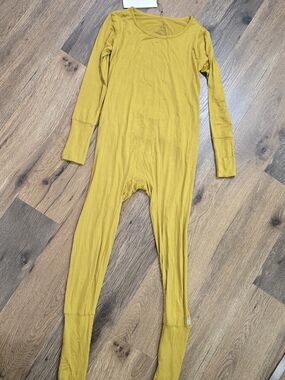 The Simple Seed Child Mustard Long-Sleeve One-Piece Romper